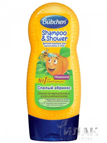 Бюбхен (Bubchen) шампунь для мытья волос и тела для детей спелый абрикос