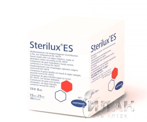 Салфетка стерильная "Sterilux es" 7,5 х 7,5 см, 8 слоев, 17 нитей