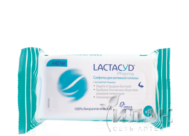 Салфетки влажные Лактацид Фарма (Lactacyd Pharma) для интимной гигиены с экстрактом тимьяна